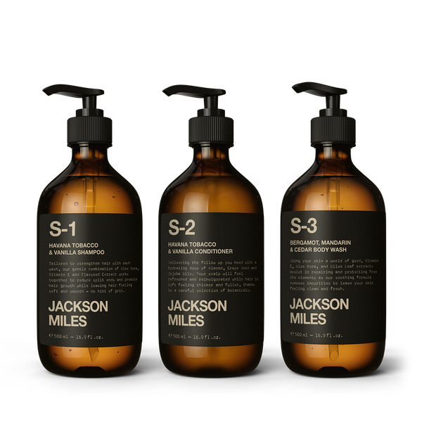 Natural Men's Grooming Gift Pack - Shampoo, Conditioner, Body Wash